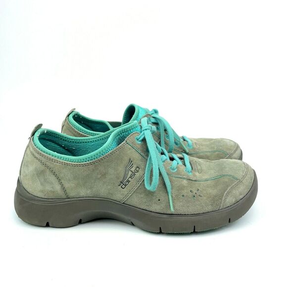 Dansko Elise US 8.5 / 9 EU 39 Gray Green Leather Suede Comfort Shoes Sneakers - Picture 1 of 9